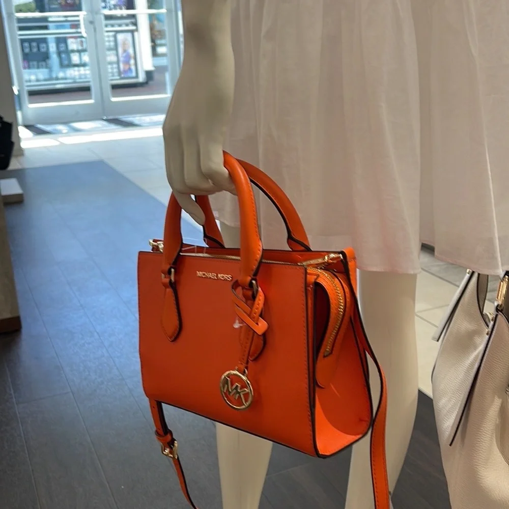MICHAEL KORS Sheila Small Faux Saffiano Leather Satchel Poppy NWT
